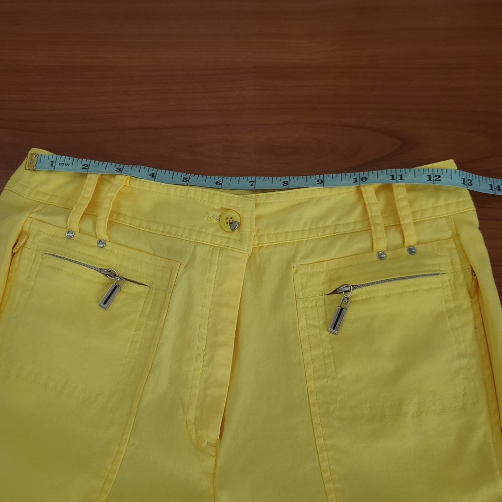 Jamie Sadock Women Golf Shorts‎ Bermuda Yellow Pockets Stretch Size 2 - Picture 4 of 8